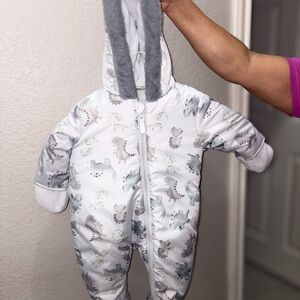 SHEIN White Dinosaur Print Kids Footie